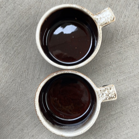 Pfaltzgraff Gourmet MCM set of 2 Cups Mugs Earthenware Brown Drip Glaze Vintage - Picture 4 of 5